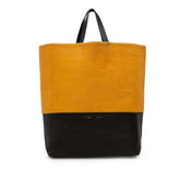 Small Bicolor Suede and Calfskin Vertical Cabas Tote